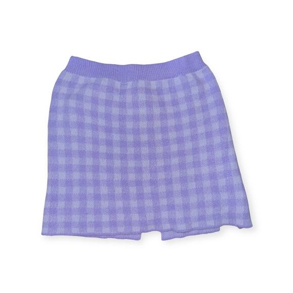 Plush Purple Plaid Skirt - Picture 3 of 4